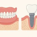 An infographic that compares traditional dentures with modern tooth implants, highlighting the benefits of implants such as stability, bone preservation, and natural look. No text on the image.